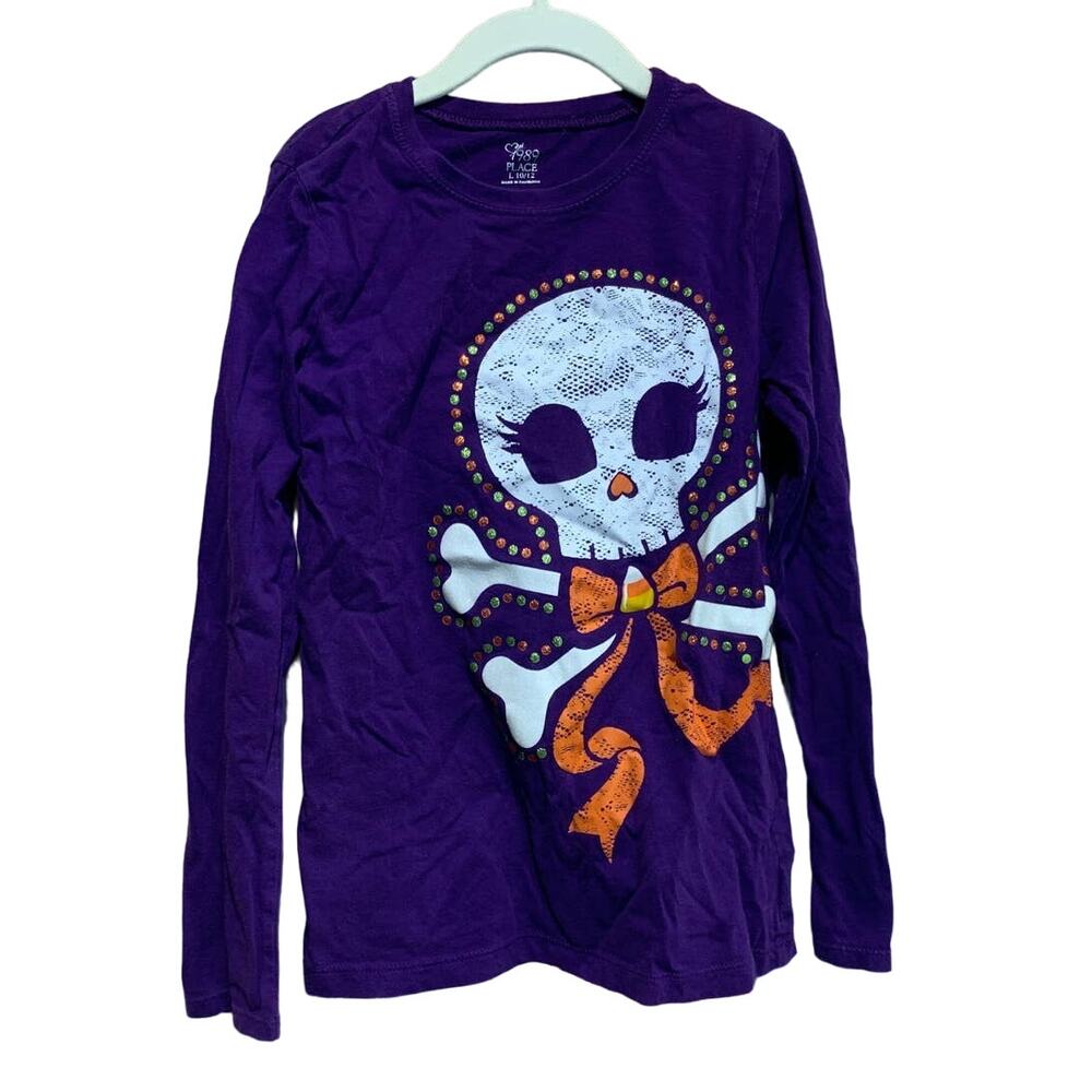 1989 Childrens Place L 10/12 Girls Halloween Skeleton Long Sleeve Cotton Tee
